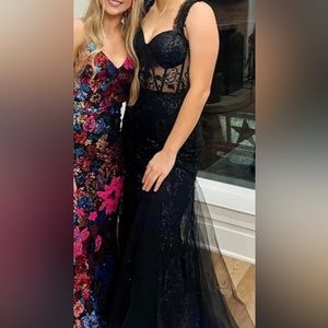 Gorgeous black, sparkling, mesh boning formal